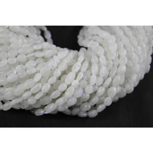 Perles ovales lisses en pierre de lune arc-en-ciel, perles ovales blanches naturelles lisses arc-en-ciel, perles arc-en-ciel éclatantes, pierre de lune arc-en-ciel blanche - Product Image 1