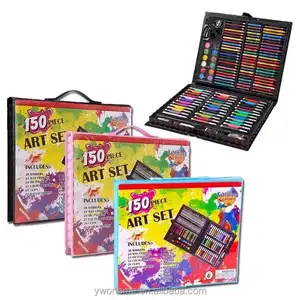 Fosfor cat warna, seni rupa profesional aneka 150 buah Kit sketsa krayon pensil warna Set seni gambar untuk hadiah anak-anak