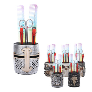 Skull Shaped Scissor Holder With Comb For Hairdressing Tools Salon Decoration Durable <b>Plastic</b> Design - Product Image 1