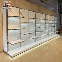 Meuble de présentation de cosmétiques sur mesure pour salon de beauté, vitrine LED en marbre, ensemble de comptoir de luxe clé en main pour magasin de détail