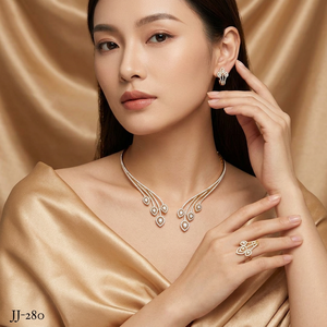Rhodium Plated Brass Cubic Zirconia Choker Necklace Earring <b>Set</b> Elegant Pear Drop CZ Bridal Wedding Engagement <b>Gift</b> for <b>Women</b> - Product Image 3