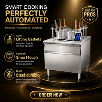 Cuiseur à nouilles électrique multifonctionnel de luxe en acier inoxydable 304 de 12 kW à levage automatique, équipement de cuisson commercial