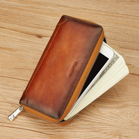 Dompet Pria Panjang Laris Manis, Tempat Kartu, Tas Ponsel, Fashion Bisnis Retro, Kapasitas Besar, Tas Resleting