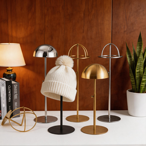 Adjustable Height Gold Stainless Steel Hat <b>Rack</b> Store <b>Display</b> Stand for Hats Eco-friendly <b>Display</b> <b>Rack</b> - Product Image 1