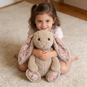 Middelgrote knuffel Blossom Beige Bunny Petal Pluche Speelgoed Schattige Knuffelkonijn Zachte Poppen Perfect als Verjaardagscadeau - Product Image 5