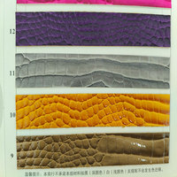 Tissu en similicuir PU animal crocodile brillant enduit de film gaufré pour la fabrication de ceinture de sac de chaussures avec support en coton imité