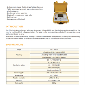 Probador Portátil de Relación de Transformación de Transformadores Trifásicos de Alta Tensión TRT-20 Elecgene - Product Image 3