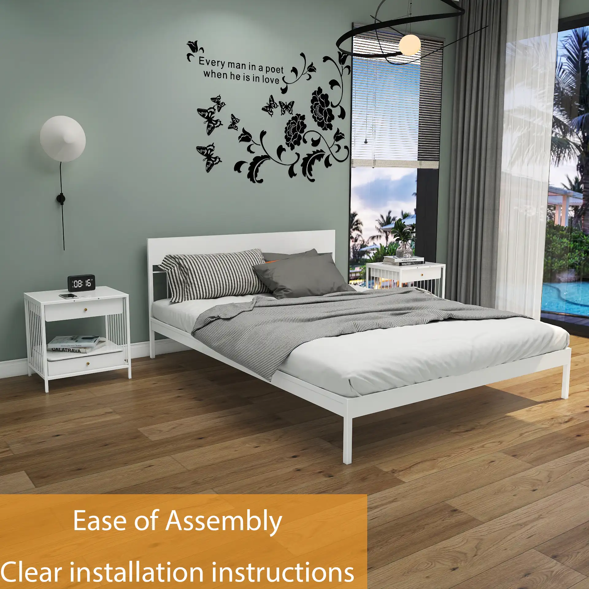 Современная мебель для спальни, многофункциональные кровати большого размера из металла и дерева