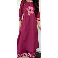 Ensemble Kurta et Palazzo brodés pour femmes, tenue ethnique, haut à manches bouffantes et pantalon large à 2 pièces