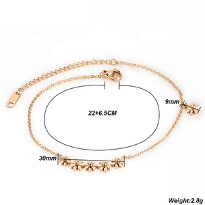 गुलाब सोना मढ़वाया लिंक चेन पायल पैर गहने स्टेनलेस स्टील फूल आकर्षण पैर श्रृंखला पायल - Product Image 2