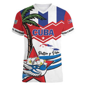 Camiseta con Cuello en V para Hombre con el Escudo de <span class=keywords><strong>Cuba</strong></span>, Mapa Cubano del Caribe, Diseño Personalizado con la Bandera de <span class=keywords><strong>Cuba</strong></span>, Camisetas Sublimadas - Product Image 5