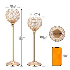 Juego de venta al por mayor de 2 candelabros de Casa de cristal de Metal dorado linterna elegante y tarro para decoración del hogar Decoración de Hotel y restaurante - Product Image 2