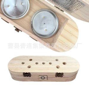 Caja de Moxibustión de Madera para la Salud de los Pies con Inserciones de Acero Inoxidable, Color Madera Natural, Hecho a Medida - Product Image 2
