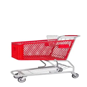 Low Price Portable Plastic Supermarket Shopping Cart Trolley With Baby Seat