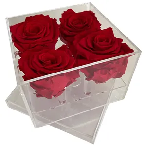 Scatola espositiva per fiori in acrilico trasparente di qualsiasi dimensione personalizzata scatola espositiva per rose in plexiglass
