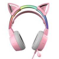 Casque de jeu ONIKUMA X15 PRO RGB avec oreilles de chat néon, casque de jeu détachable avec oreilles de chat pour filles
