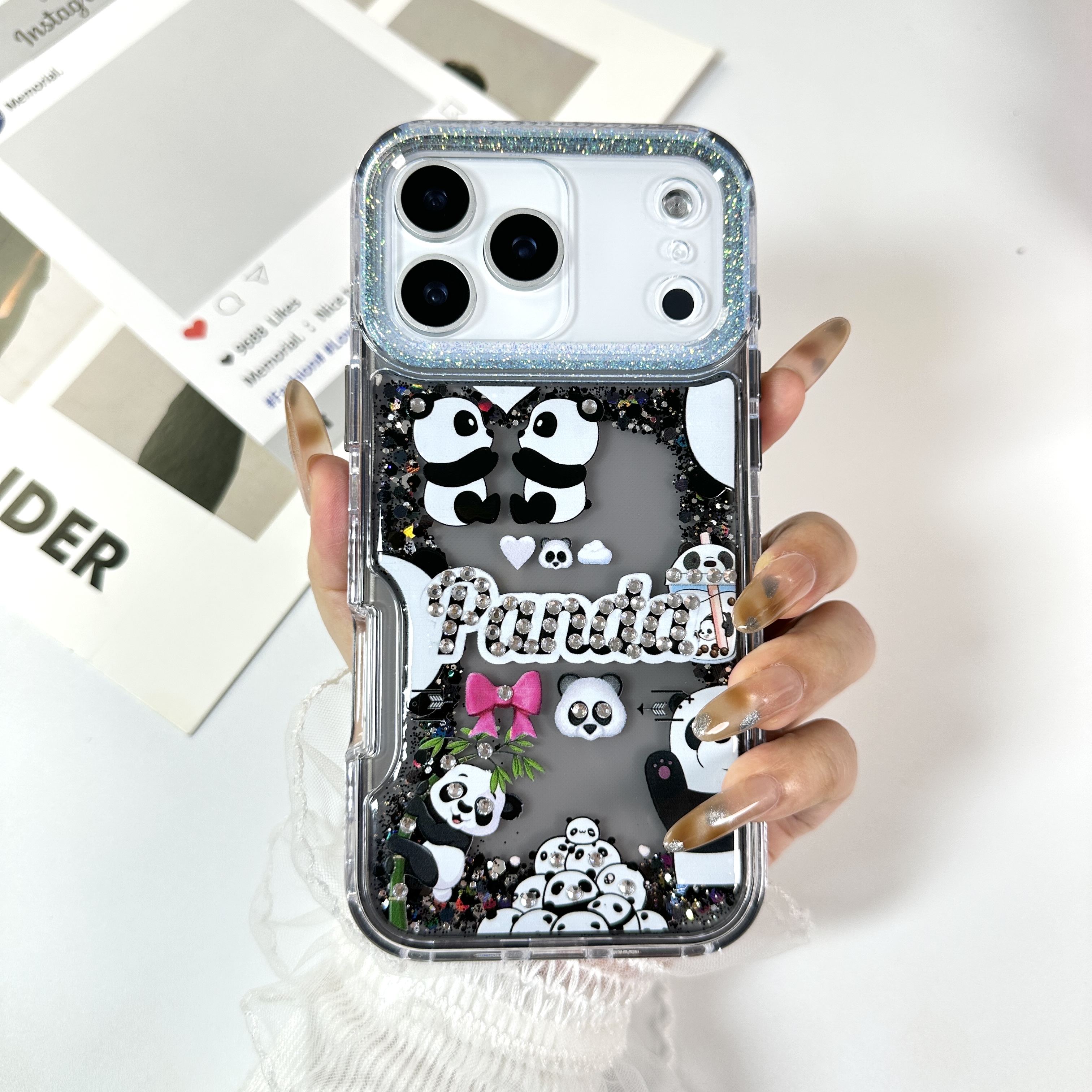 SEAHAI Cover Per Oppo A57s / A57 4G - Custodia In Silicone TPU Con Design Glitter Placcatura Phnom Penh, Ultra Sottile E Antiurto, Bianca