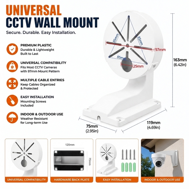 Universal L Type Waterproof Plastic Dome Camera Junction Box CCTV Wall Mount Bracket Hidden Cable Base Camera Accessories