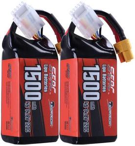 Baterai Lipo Sunpadow 4S 14.8V 1500mAh 120C Soft Pack dengan Konektor XT60 untuk RC FPV 2 Paket - Product Image 1