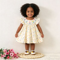 Robe à pois pour filles YZ-1551 avec broderie florale et bordure à volants