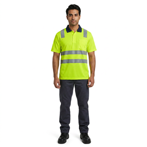 T-shirt de travail haute visibilité à manches courtes, col rond, personnalisé, vente en gros, pour hommes, modèle 2026, sécurité, haute visibilité, polo de travail - Product Image 1