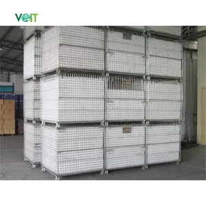 Warehouse Storage Galvanized Welded Folding Stack Mesh Sided Metal Pallet Cage