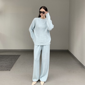 Thời Trang Mùa Thu 2025 Của Phụ Nữ Lỏng Lẻo Áo Len Cashmere Đan Quần Và Áo Len Hai-Mảnh Thiết Lập - Product Image 1