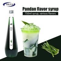 Confiture de saveur de fruit de pomme avec sirop liquide d'extrait de feuille de pandan pour thé à bulles ou boissons aromatisées emballées dans une bouteille