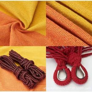 Hamac en coton Woqi à rayures orange, capacité de 204 lb, portable, pour l'extérieur, l'intérieur, le camping, la terrasse, la cour - Product Image 2