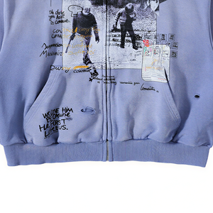 Sudadera <span class=keywords><strong>Americana</strong></span> con Cremallera, Estampada, Vintage, Lavada, Desgastada, Corta, Holgada, Estilo Urbano, Tejido Grueso, Transpirable, 100% Algodón, Esencial, Personalizada - Product Image 4