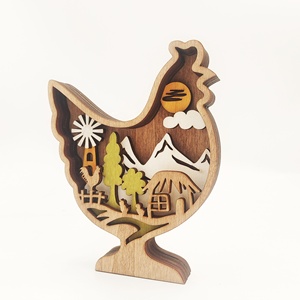 Adorno de Madera de Conejitos y <span class=keywords><strong>Gallinas</strong></span> de Pascua con Huevos, Decoración Moderna Impresa en UV en 3D, Decoración de Mesa de Primavera para el Hogar - Product Image 4