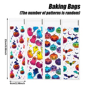 Sacs à friandises transparents irisés pour Halloween, motif chauve-souris, longs emballages en plastique pour <span class=keywords><strong>bonbons</strong></span>, sucettes et biscuits, pour les cadeaux de fête d'Halloween pour enfants - Product Image 4