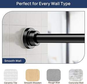 Tringles à rideaux à tension réglable <span class=keywords><strong>de</strong></span> 32 à 66 pouces en acier inoxydable noir mat, <span class=keywords><strong>sans</strong></span> perçage, pour <span class=keywords><strong>salle</strong></span> <span class=keywords><strong>de</strong></span> <span class=keywords><strong>bain</strong></span> - Product Image 4