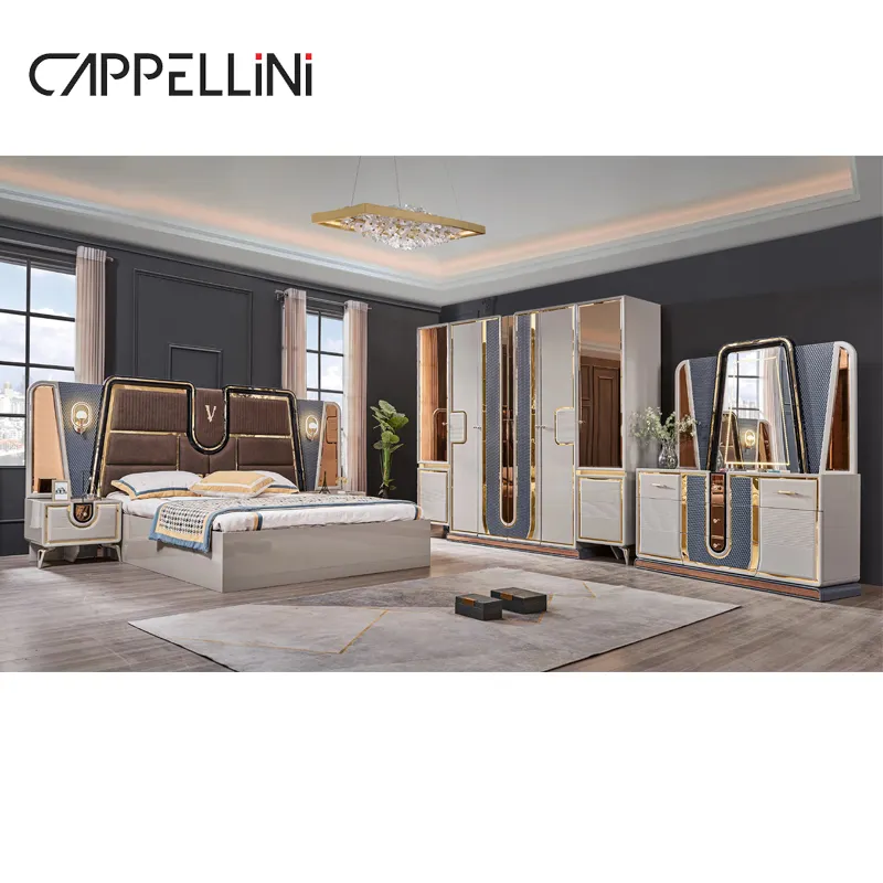 Modern King Size Double Luxury Bed Lit Chambre De Luxe Chambre De Madeira A Coucher Complet Bedroom Furniture Set