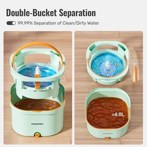 Bộ lau nhà tự động Homellter 360 MOP, xô lau nhà sạch và bẩn riêng biệt, kèm khăn lau sợi microfiber, dùng cho phòng khách - Product Image 2