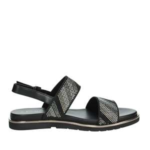 Sandalias planas para mujer Marco Tozzi 2-28403-42 Powder Black con tiras y pedrería para uso casual - Product Image 4