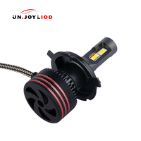 Ampoule de phare LED H4 à double puce, dissipation thermique en aluminium, 65W, 6500K, super lumineuse, plug and play, phare LED pour voiture