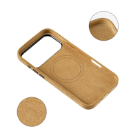 Étui de téléphone portable en daim magnétique, fin, doux au toucher, antichoc, avec anneau métallique pour appareil photo, pour 18 Pro Max, pour hommes et femmes, couleur camel