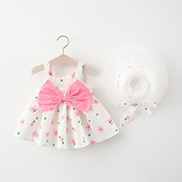 Robe à bretelles pour filles, style chinois, petite fleurie, grand nœud, en coton doux, collection été 2022, grande taille, vêtements pour enfants