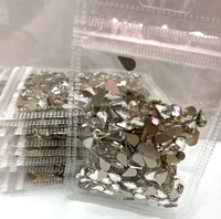 Strass en cristal à dos plat de qualité supérieure Lucky Factory, non thermocollants, à coller sur les ongles, motifs cœur, carré, feuille pour ongles