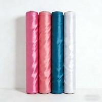 Tissu satiné en polyester extensible dans les deux sens, respirant, antistatique, soyeux, vendu au mètre, uni, pour robes de mariage, 95 GSM, vente en gros usine
