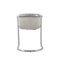 Chaise de salle à manger moderne blanche rembourrée à dossier haut avec accoudoirs en métal, assise rembourrée en tissu pour salon, hôtel, lot de 2