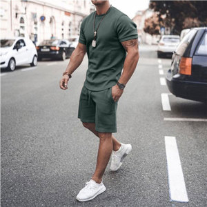 Survêtement pour <span class=keywords><strong>homme</strong></span> M-3XL sur mesure 2 pièces ensemble solide sport hawaïen costume à manches courtes <span class=keywords><strong>t</strong></span>-<span class=keywords><strong>shirt</strong></span> <span class=keywords><strong>short</strong></span> décontracté mode <span class=keywords><strong>homme</strong></span> tissu - Product Image 3