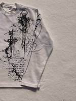T-shirt à manches longues en tricot gaufré imprimé croix gothique grunge pour homme, coupe courte et ample, thermique, style Darkwear Streetwear graphique