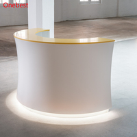Table de réception pliable avec écran LED, comptoir moderne en bois, bureau de réception demi-rond pour la pâtisserie