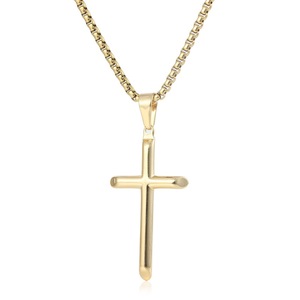 yunnique Stainless Steel <b>Cross</b> Necklace Gold Color 60cm <b>Chain</b> Minimalist Pendant For Women Fashion Jewelry - Product Image 1