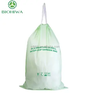 Custom eco friendly colori bianco nero biodegradabile coulisse sacchetto di plastica della spazzatura riciclato sacchetti di immondizia con nastro adesivo su rotolo