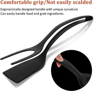 Utensilio de Cocina 2 en 1 Ecológico de Silicona con Colores Variados, Pinzas y Espátula para Cocinar Bistecs, Huevos y Panqueques en Casa - Product Image 4