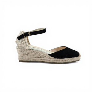 Vendita calda ladies summer fashion zeppe sandali zeppe <span class=keywords><strong>espadrillas</strong></span> la bocca poco profonda sandali con cinturino in pelle scamosciata di mucca - Product Image 5