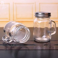 Drinkbeker 120ml 250ml 360ml 480ml 650ml 730ml Glazen Mason Jar met Handvat en Metalen Deksel en Rietje voor Fruitsap
